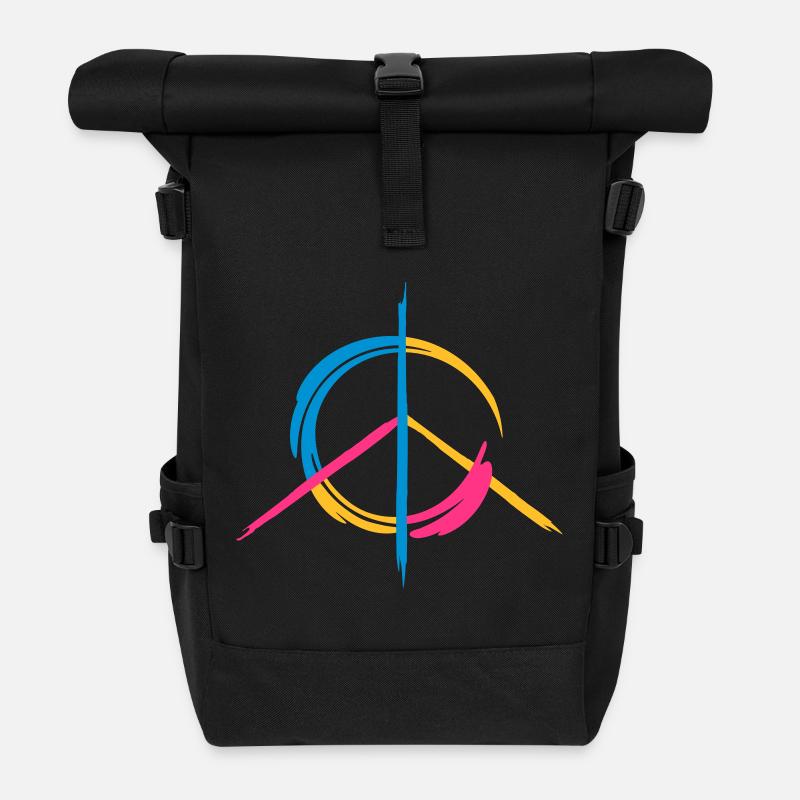 Friedenssymbol - Rolltop Rucksack - Schwarz