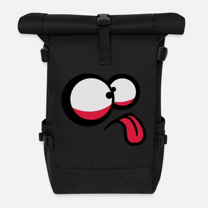 Crazy Comic Face - Roll Top Backpack - black
