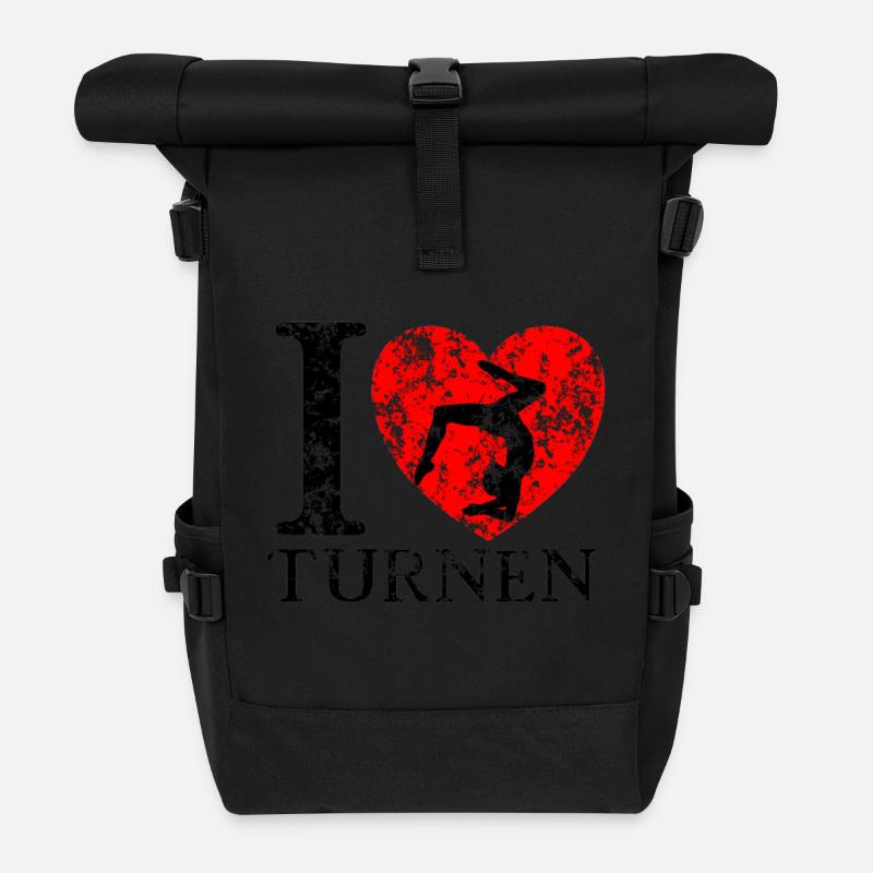 i love Turnen Kunstturnen Bodenturnen - Rolltop Rucksack - Schwarz