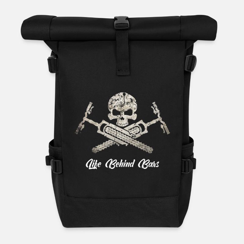 Mountainbiker Skull MTB - Rolltop Rucksack - Schwarz
