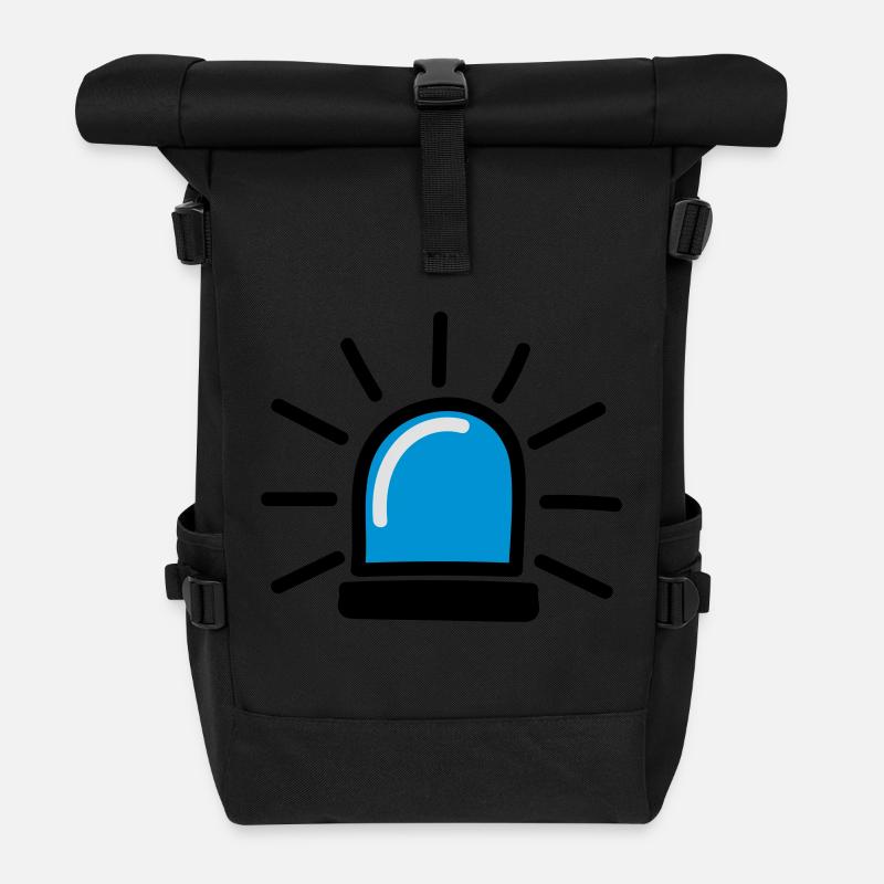 Blaulicht - Rolltop Rucksack - Schwarz