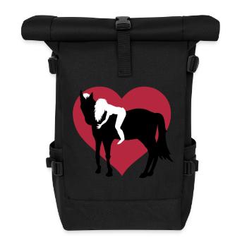 Reiterin und Pferd - Rolltop Rucksack - Schwarz - Vorne