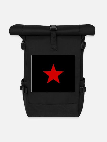 Roter Stern - Rolltop Rucksack - Schwarz