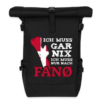Fanø # Fanö # Ich muss gar nix # Dänemark - Rolltop Rucksack - Schwarz - Vorne