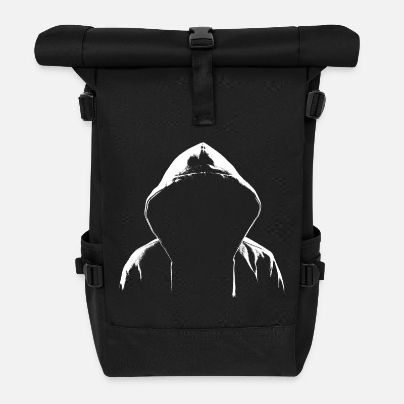 Hoodie Hacker Style - Rolltop Rucksack - Schwarz