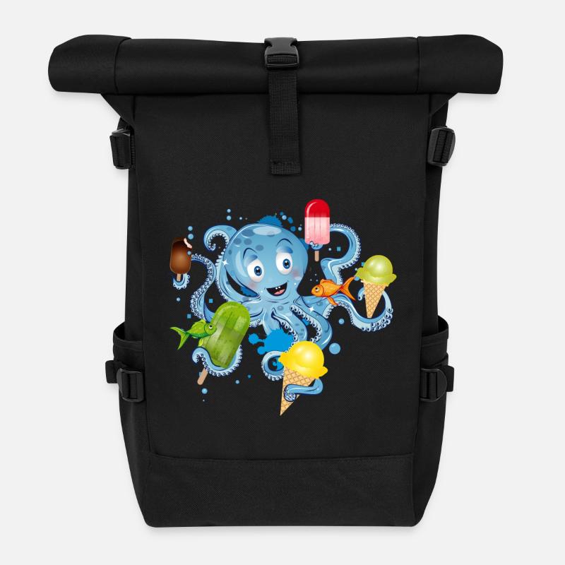 poulpe frais avec beaucoup de crème glacée sous l’eau - Sac à dos roll top - noir