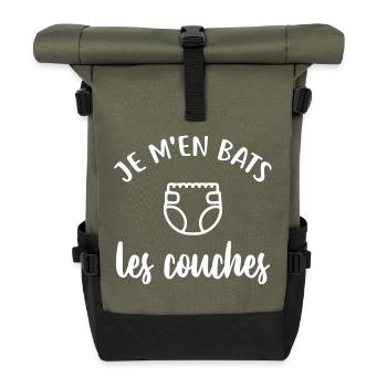 Je m'en bats les couches - Sac à dos roll top - olive/noir - Devant