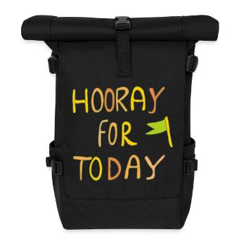 hooray for today - Rolltop Rucksack - Schwarz - Vorne