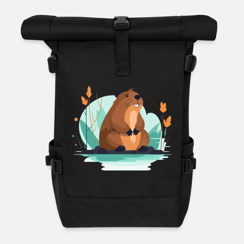 Bieber - Rolltop Rucksack - Schwarz