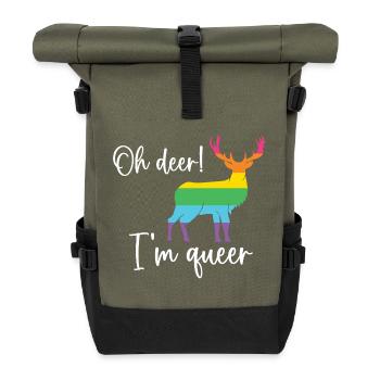 Pride Month LGBTQ - Oh Deer I'm Queer! - Roll Top Backpack - olive/black - Front