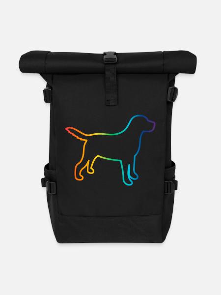 Hundemensch Regenbogenfarben Hundeliebe - Rolltop Rucksack - Schwarz