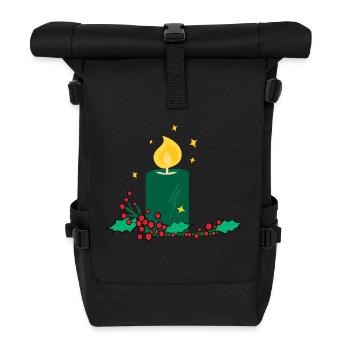Bougie de Noël et baie de houx - Sac à dos roll top - noir - Devant