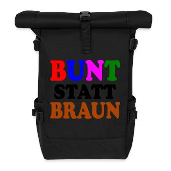 Bunt statt braun - Rolltop Rucksack - Schwarz - Vorne