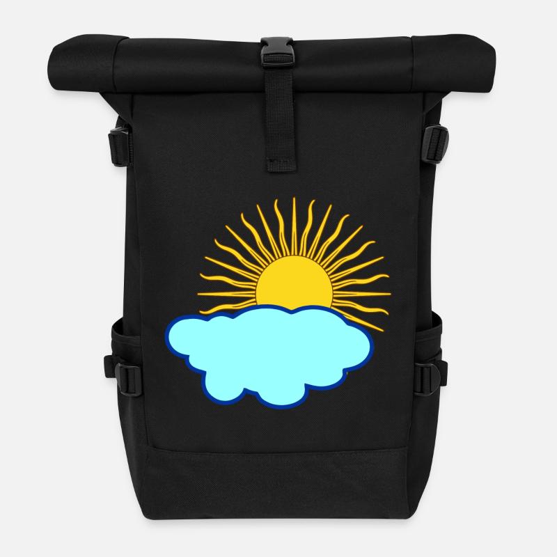 Sonne hinter Wolke - Rolltop Rucksack - Schwarz