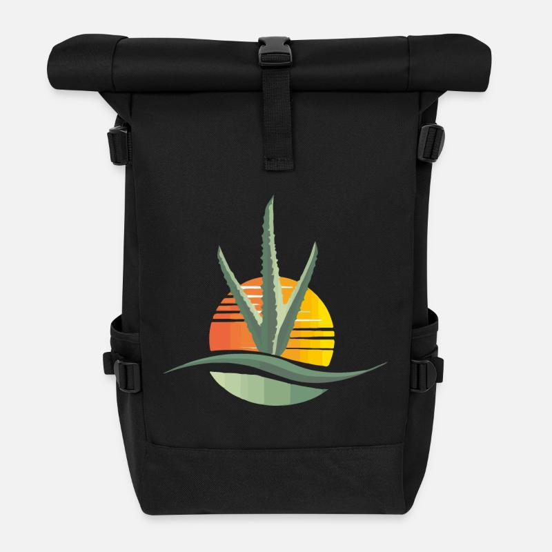 Logo d’aloès - Sac à dos roll top - noir
