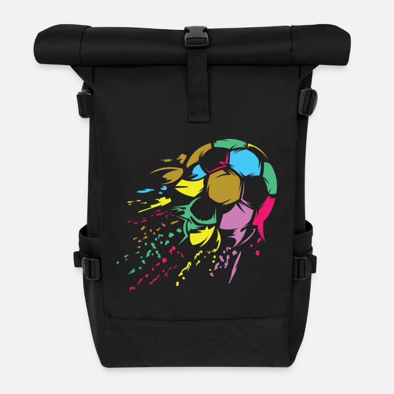 Fußball bunte Farben retro Ball Explosion Symbol - Rolltop Rucksack - Schwarz