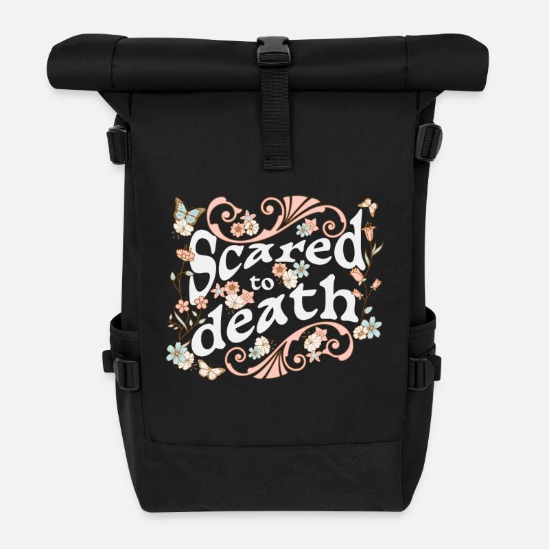 Scared to death for dark backgrounds - Roll Top Backpack - black