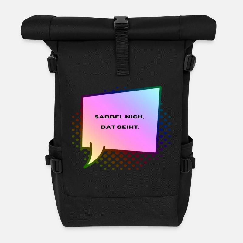 Plattdeutsch Red' nicht, das geht - Rolltop Rucksack - Schwarz