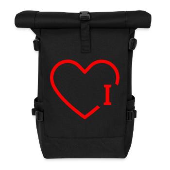 lettre i cœur rouge - Sac à dos roll top - noir - Devant