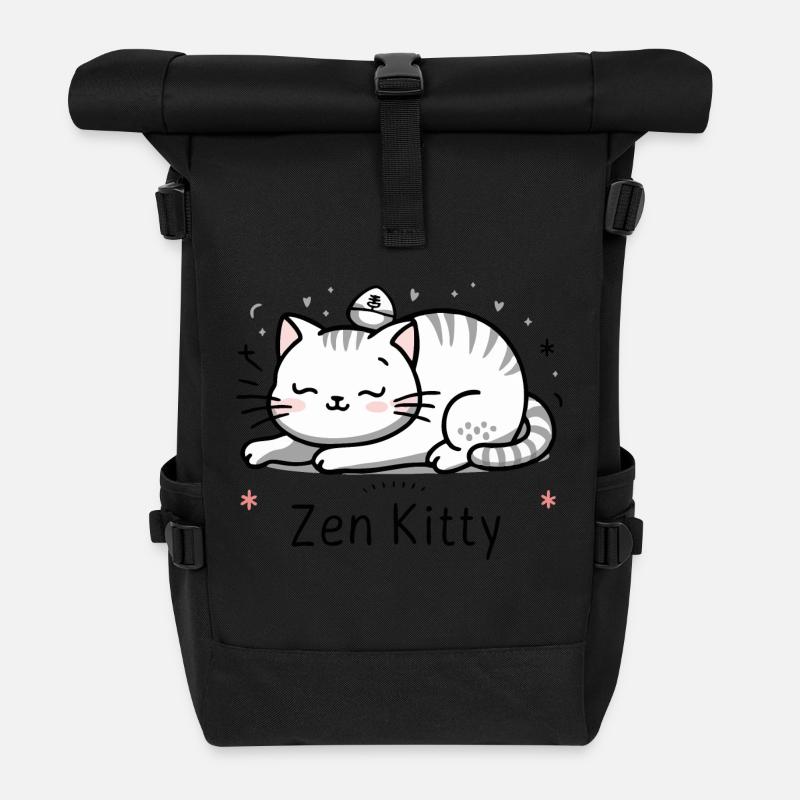 Zen-Kätzchen - Rolltop Rucksack - Schwarz