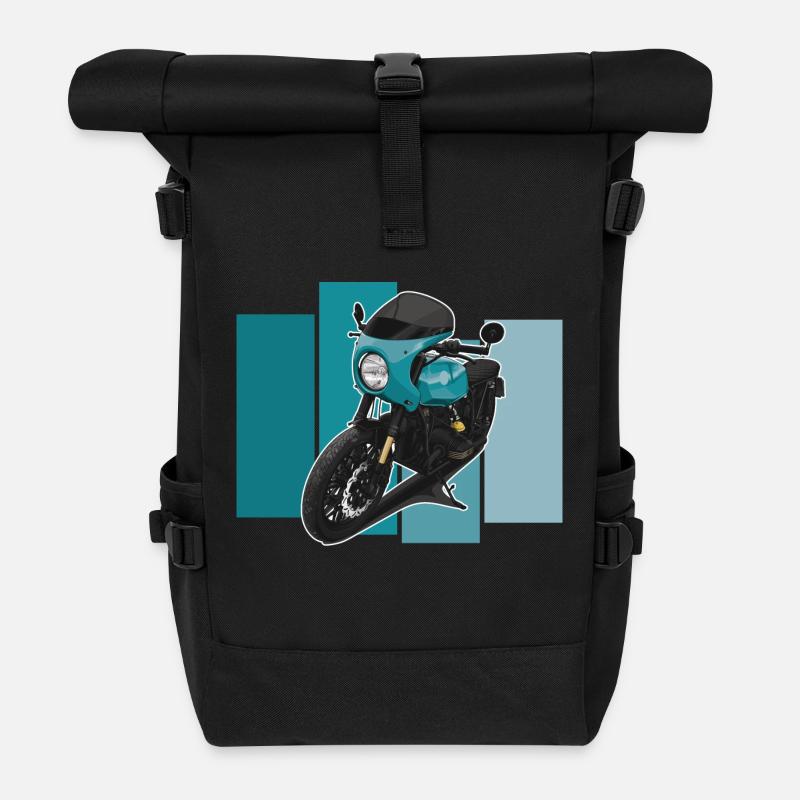 Bobber // Custom // Motorcycle - Roll Top Backpack - black