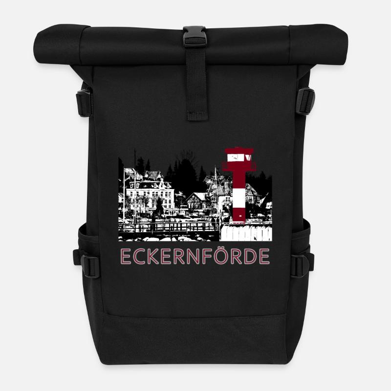 Leuchtturm Eckernförde - Rolltop Rucksack - Schwarz