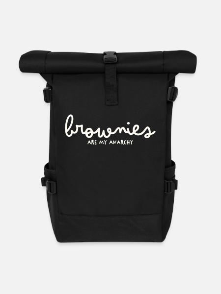 BROWNIES ARE MY ANARCHY - Roll Top Backpack - black