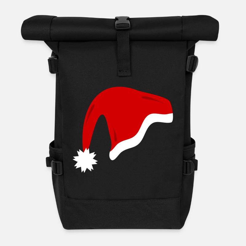 Chapeau de Noël rouge - Sac à dos roll top - noir
