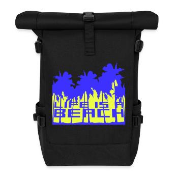 Life is a Beach Palmen Leben ist ein Strand Spruch - Rolltop Rucksack - Schwarz - Vorne