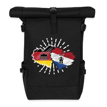 Deutschland Niederlande Herzen Fußball Länderspiel - Rolltop Rucksack - Schwarz - Vorne