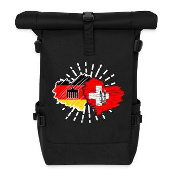 Deutschland Schweiz Herzen Länderspiel Fußball - Rolltop Rucksack - Schwarz - Vorne