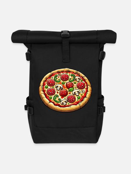 pizza - Rolltop Rucksack - Schwarz