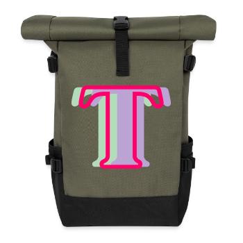 Mehrfarbiger Buchstabe t - Rolltop Rucksack - Olive/Schwarz - Vorne