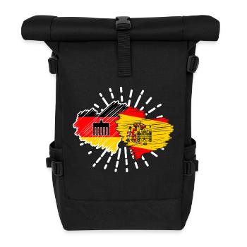 Deutschland Spanien Herzen Fußball Mallorca - Rolltop Rucksack - Schwarz - Vorne