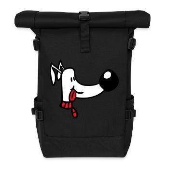 Dog Face Funny Cute Tongue Sticking Out Head - Roll Top Backpack - black - Front