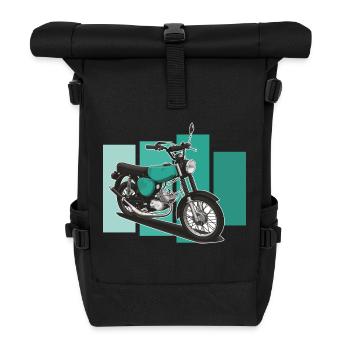 S51 (türkis) // Illustration - Rolltop Rucksack - Schwarz - Vorne