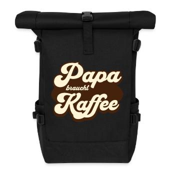 Cooles Papa braucht Kaffee Vati Kaffeejunkie - Rolltop Rucksack - Schwarz - Vorne