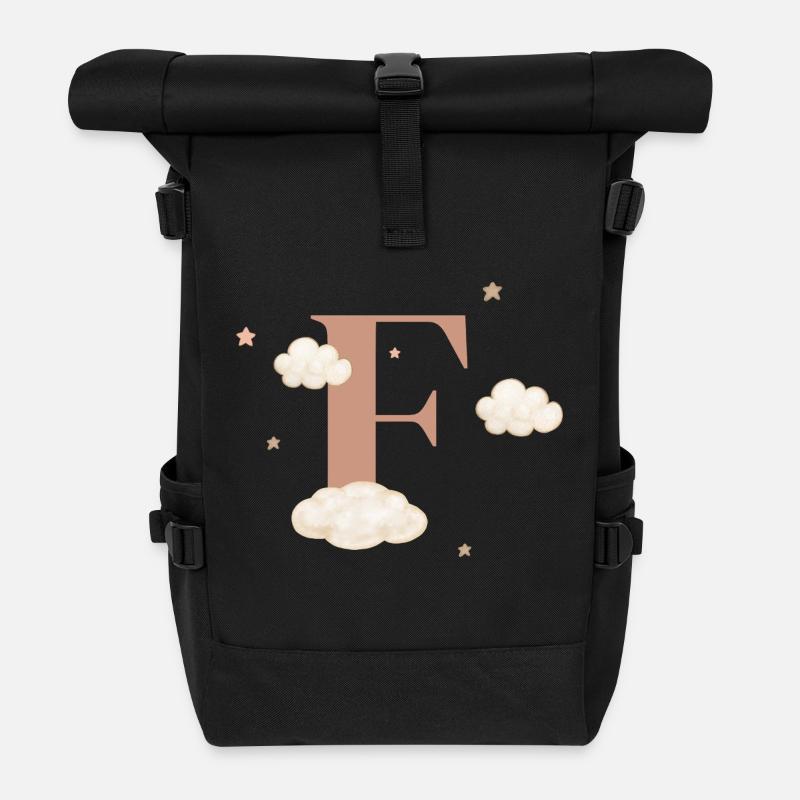 Buchstabe f bewölkt Sterne - Rolltop Rucksack - Schwarz