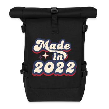 Hergestellt im Jahr 2022 Retro - Rolltop Rucksack - Schwarz - Vorne