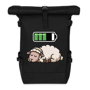 Sheep Sleeping Recharging Night Bedtime - Rolltop Rucksack - Schwarz - Vorne