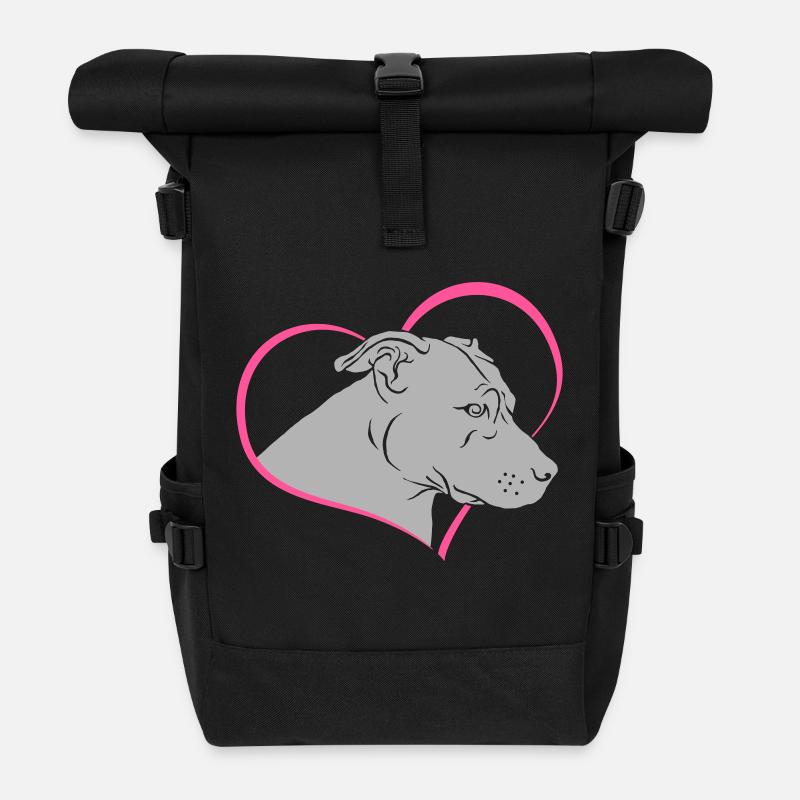 Staffordshire head in the heart - Roll Top Backpack - black