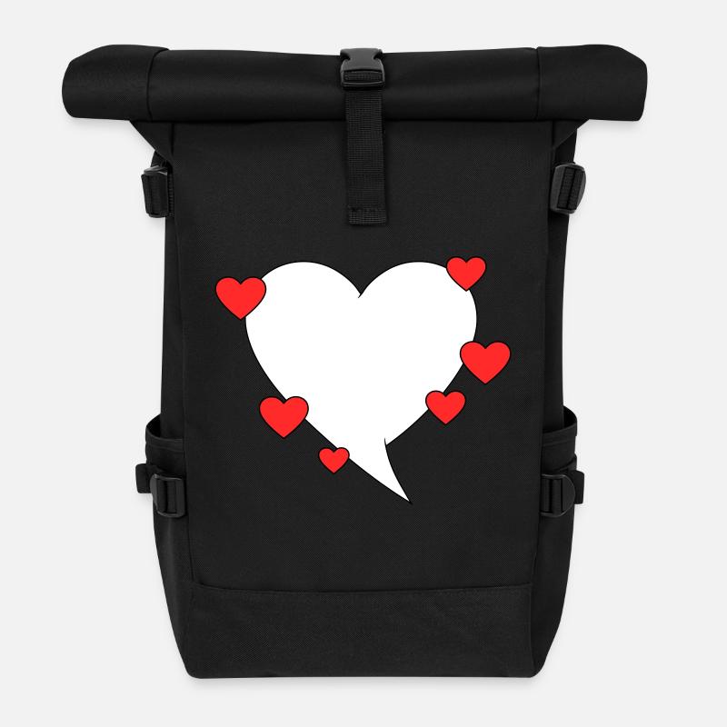 Speech bubble with hearts - Roll Top Backpack - black