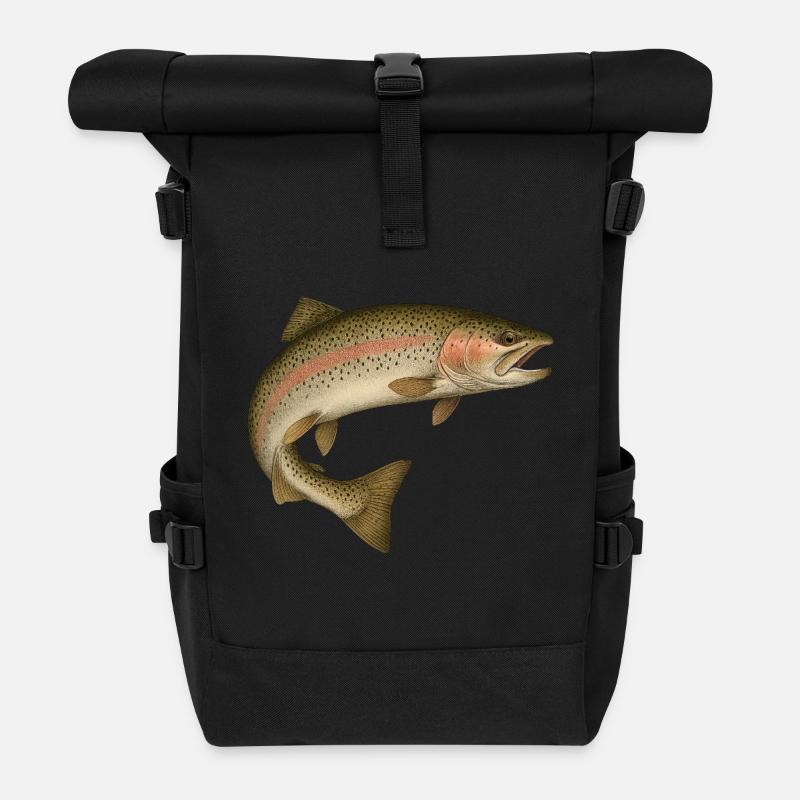 Fische Angeln - Rolltop Rucksack - Schwarz