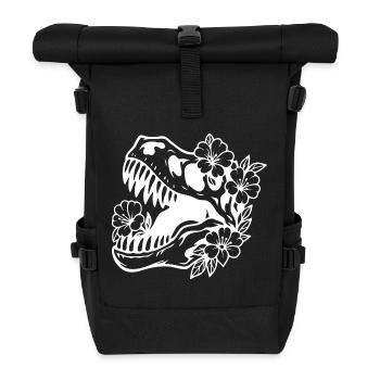 Conception de silhouette de dinosaure floral - Sac à dos roll top - noir - Devant