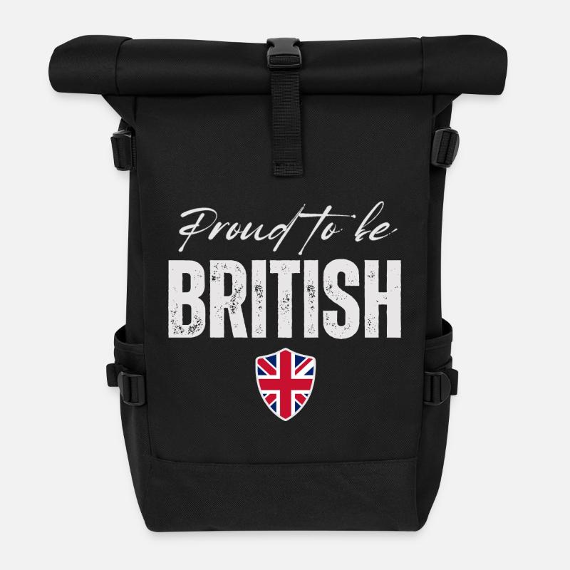 Proud British, Made in the UK - Roll Top Backpack - black