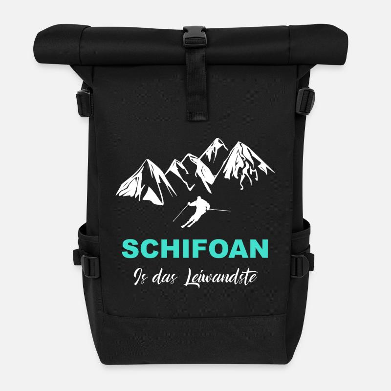 Skifahren is das Leiwandste - Rolltop Rucksack - Schwarz