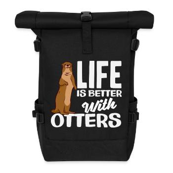 Seeotter Leben Besser - Rolltop Rucksack - Schwarz - Vorne