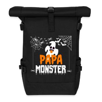 Papa Monster Halloween Kostüm mit Geist Spinne Top - Rolltop Rucksack - Schwarz - Vorne
