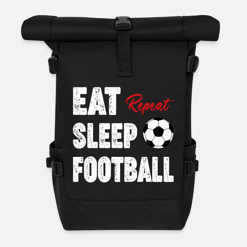 Eat Sleep Football Repeat - Roll Top Backpack - black