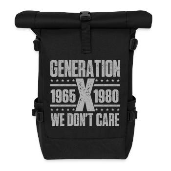 Generation X We Don’t Care Funny Nostalgia Quote - Roll Top Backpack - black - Front